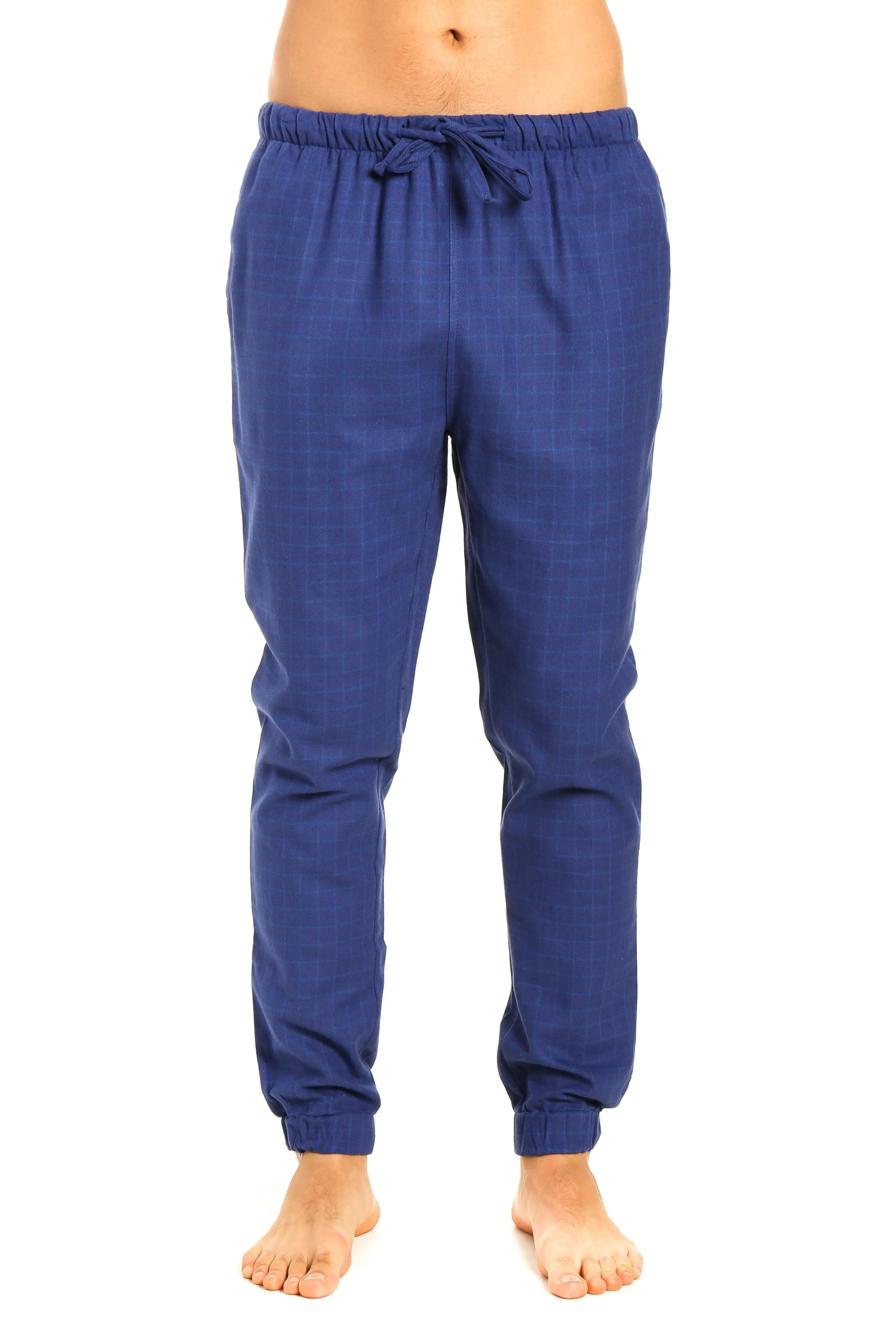 Mens 100% Cotton Flannel Jogger Lounge Pants