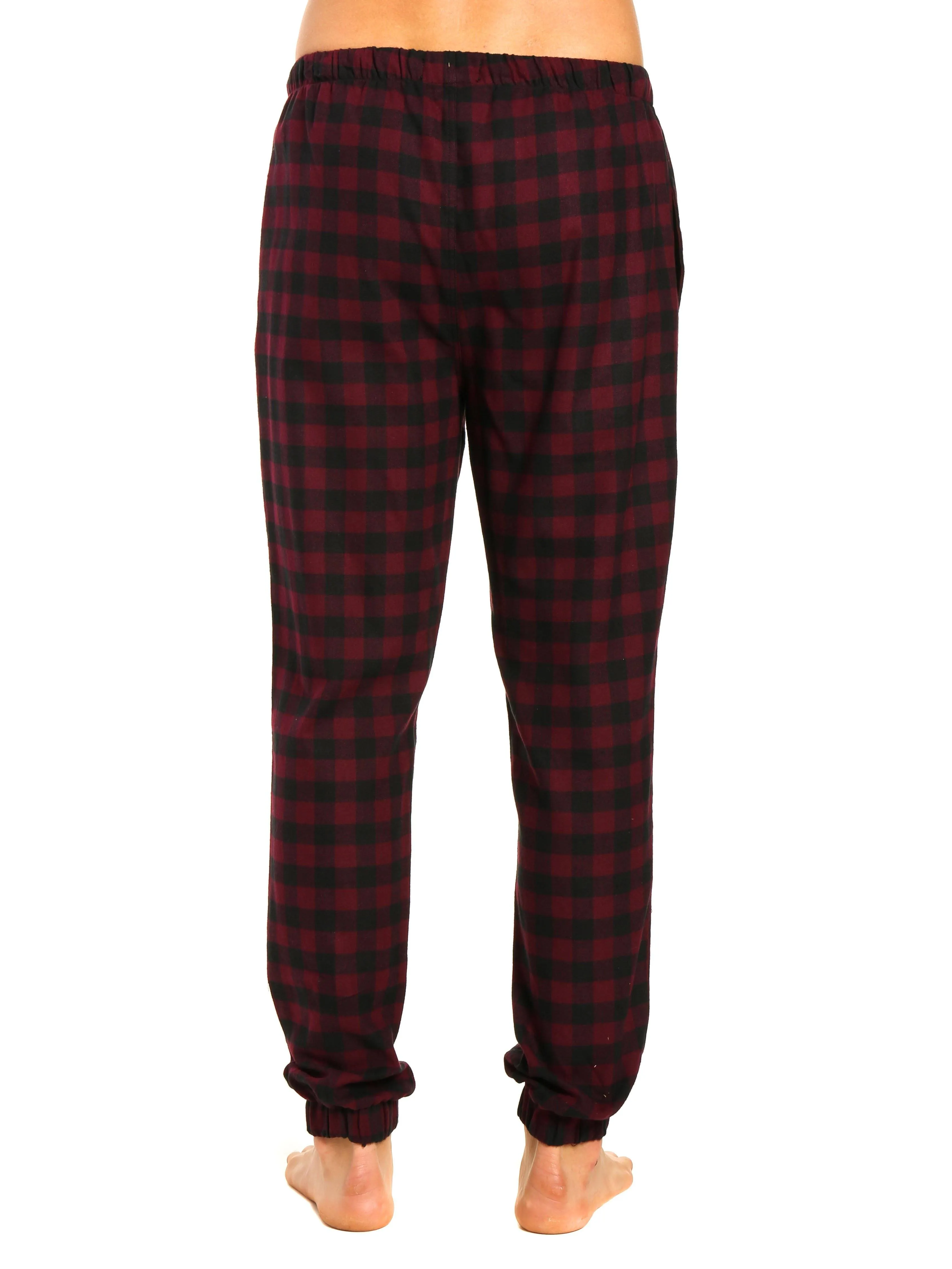 Mens 100% Cotton Flannel Jogger Lounge Pants