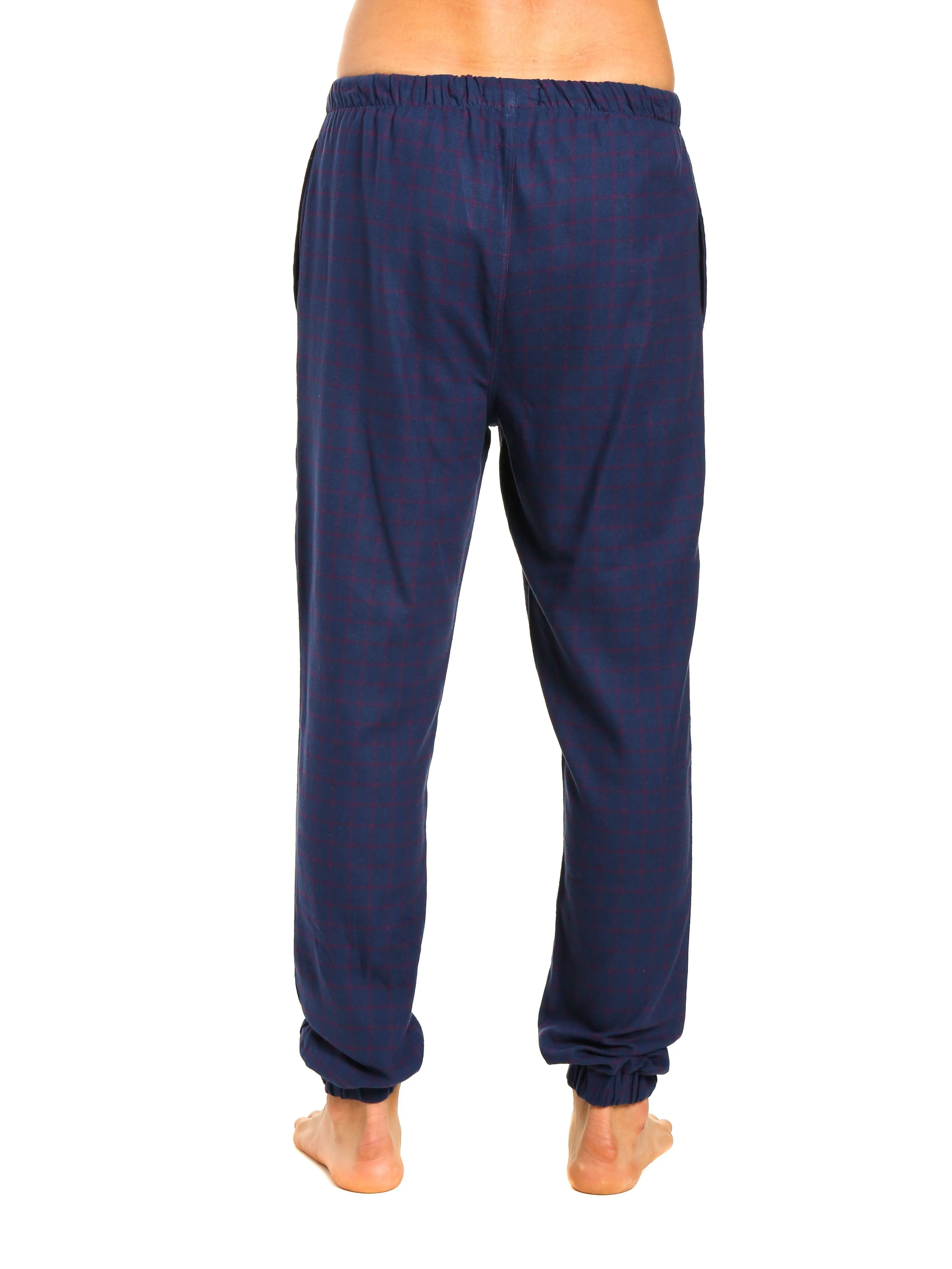 Mens 100% Cotton Flannel Jogger Lounge Pants