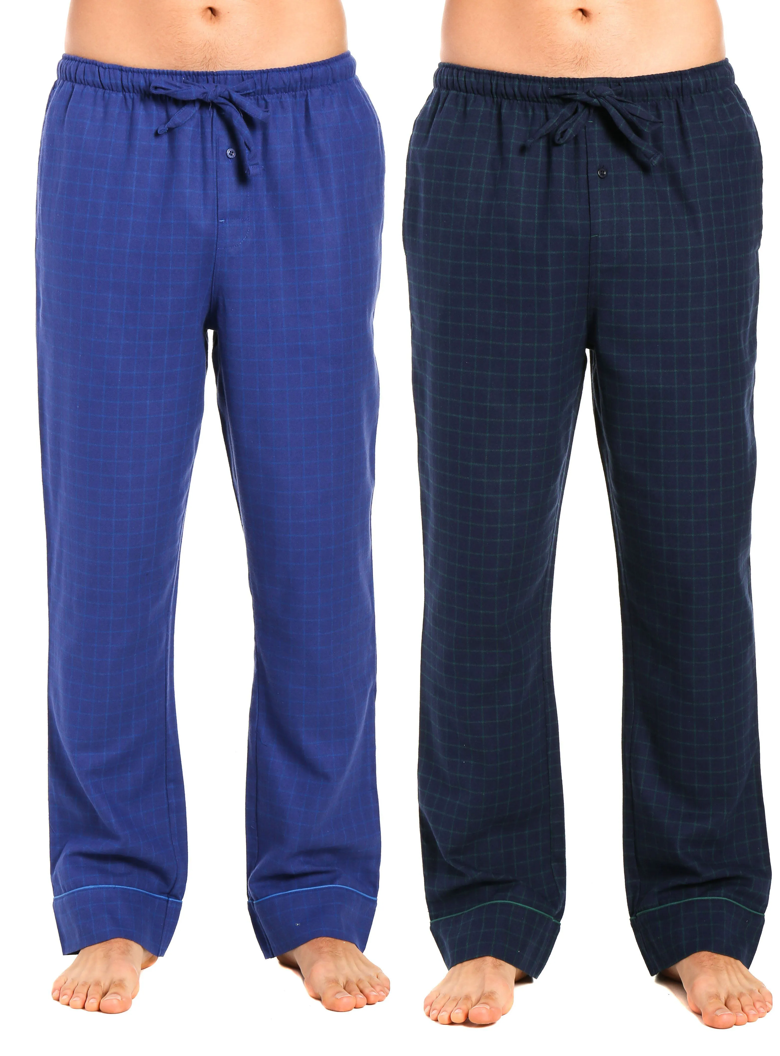 Men's 100% Cotton Flannel Lounge Pants - 2 Pack