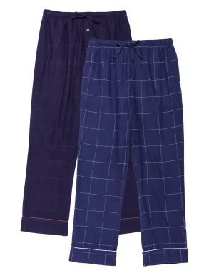 Men's 100% Cotton Flannel Lounge Pants - 2 Pack