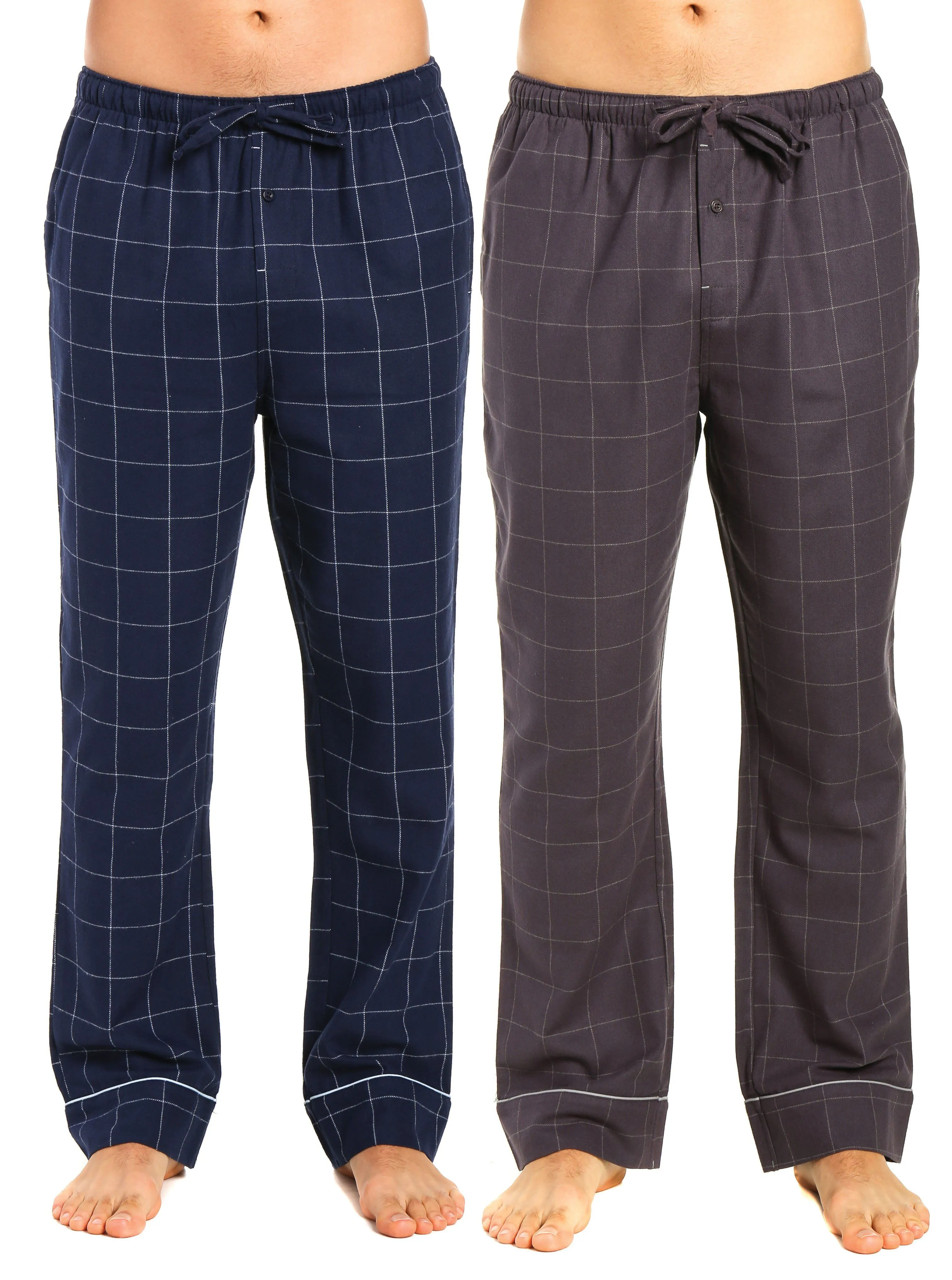 Men's 100% Cotton Flannel Lounge Pants - 2 Pack