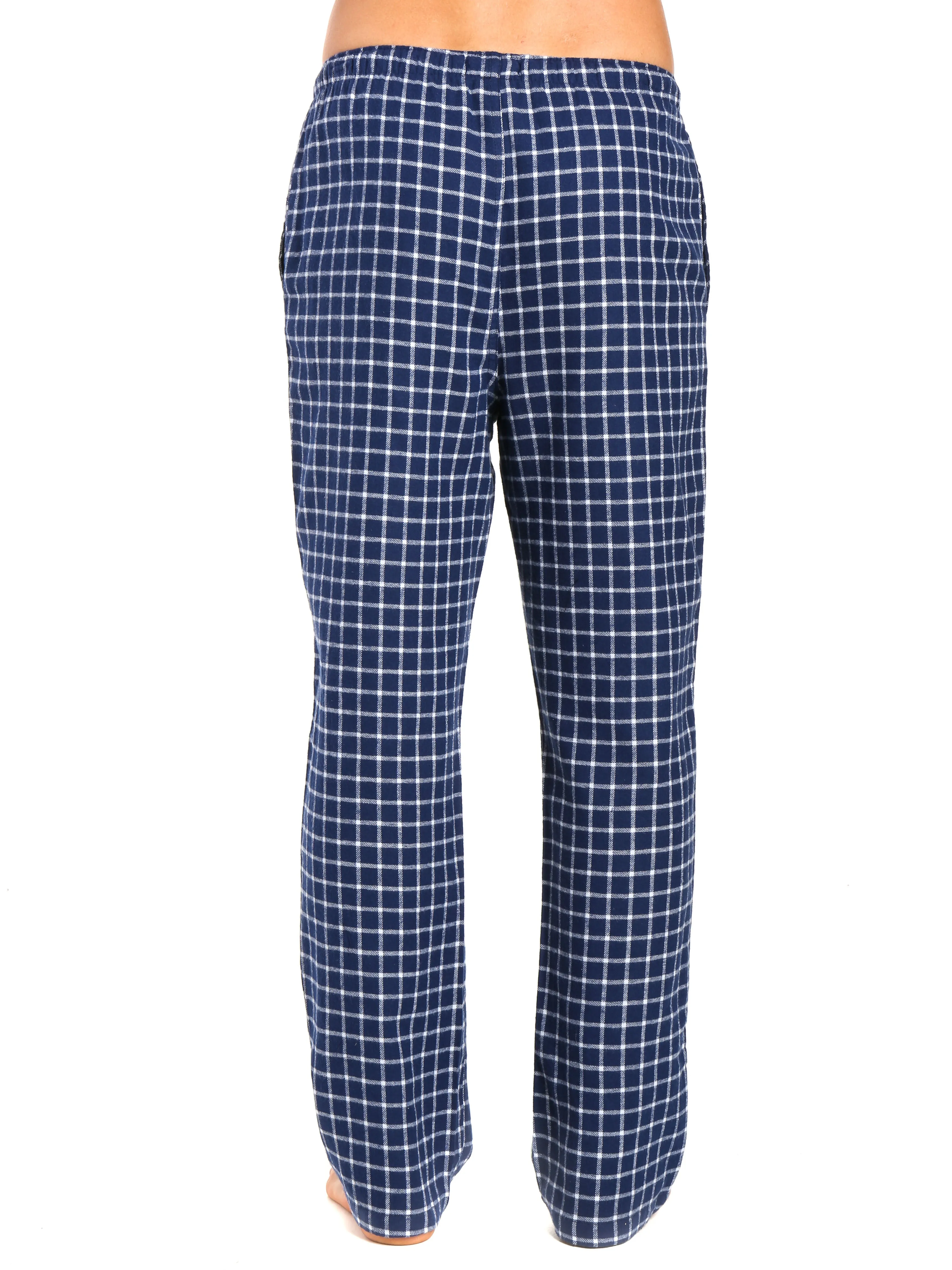 Men's 100% Cotton Flannel Lounge Pants - Checks Navy-Blue