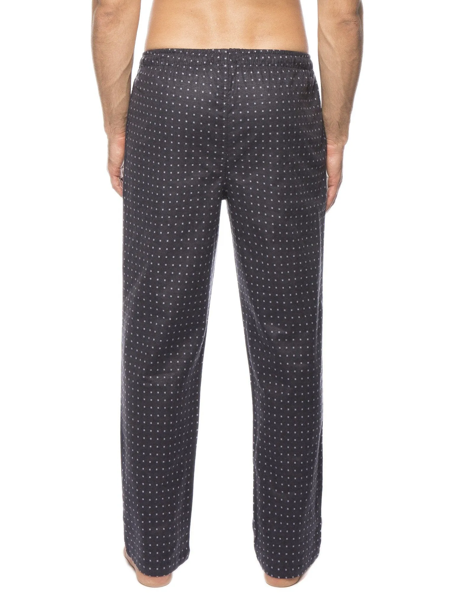 Men's 100% Cotton Flannel Lounge Pants - Floating Squares Dark Grey