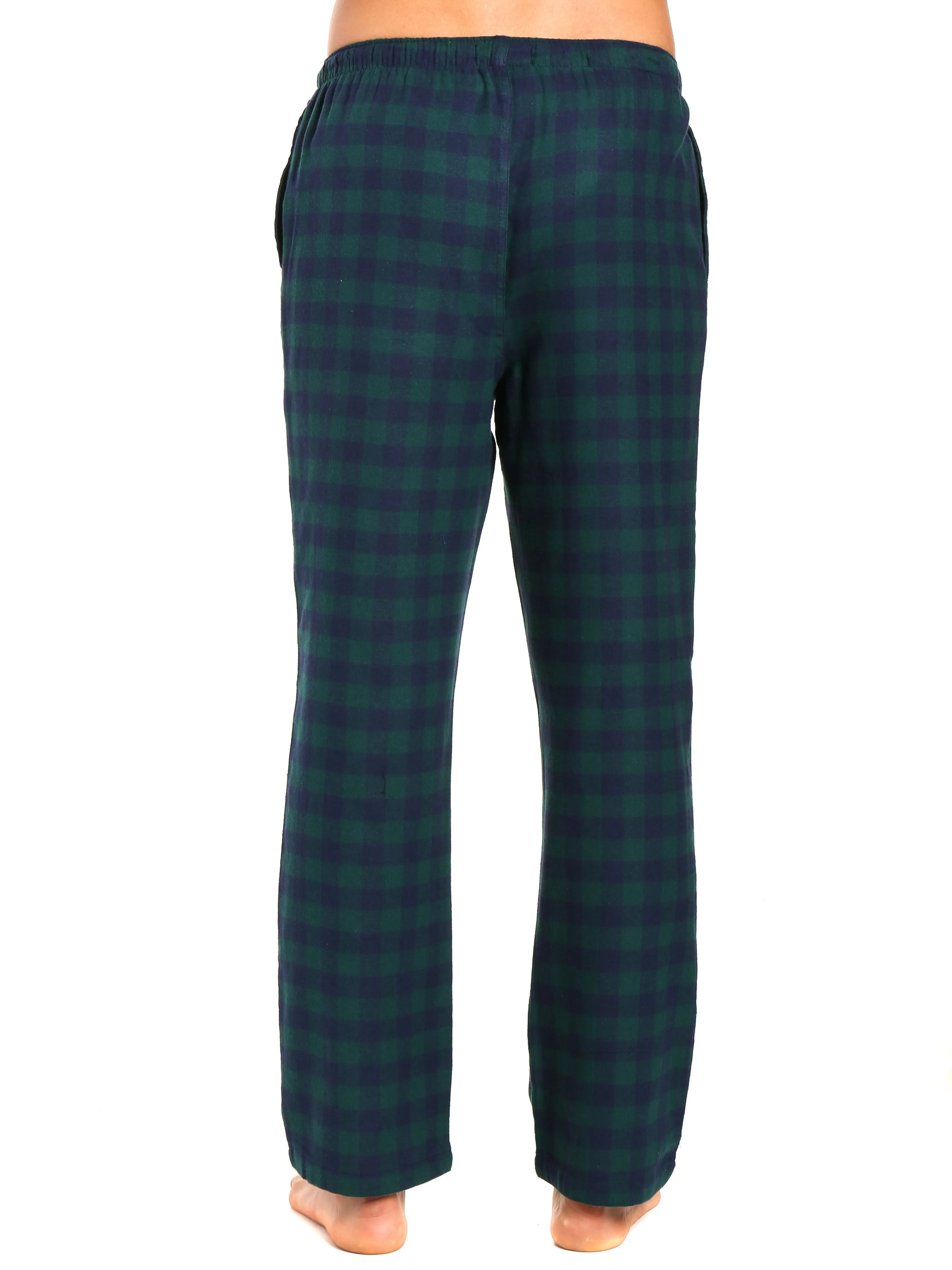 Men's 100% Cotton Flannel Lounge Pants - Gingham Navy-Green