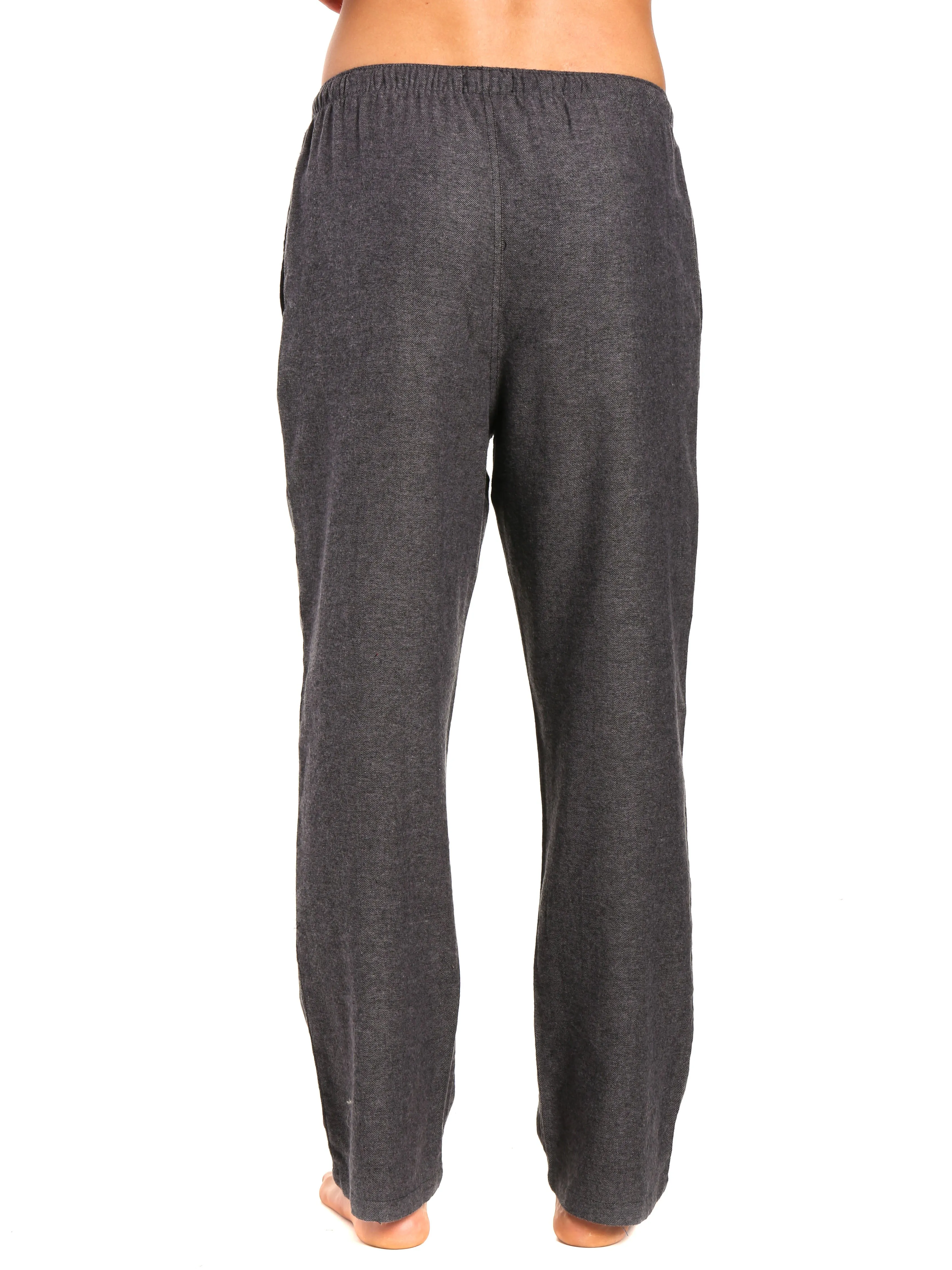 Men's 100% Cotton Flannel Lounge Pants - Herringbone Charcoal