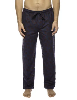 Men's 100% Cotton Flannel Lounge Pants - Paisley Navy/Brown