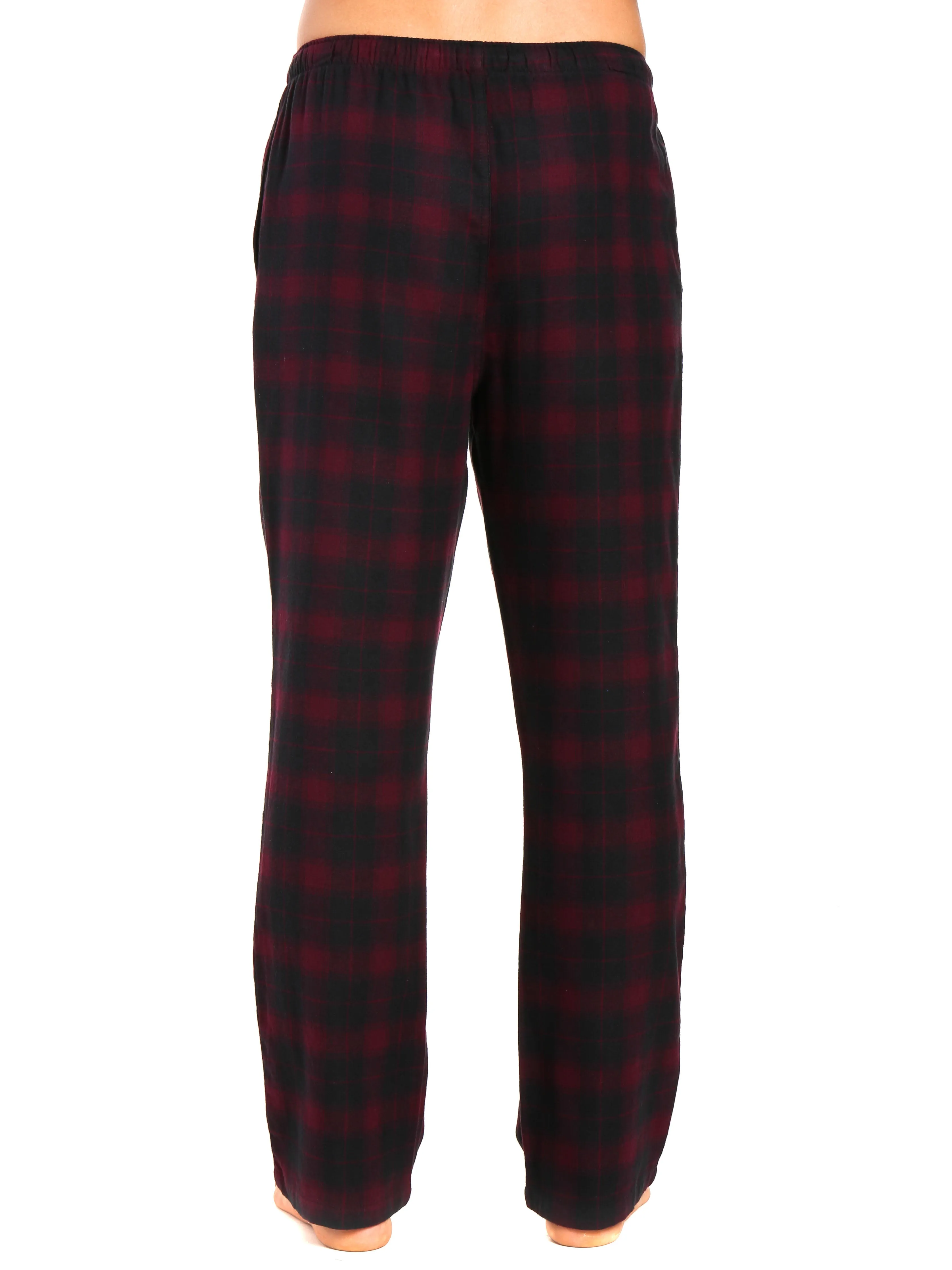 Men's 100% Cotton Flannel Lounge Pants - Plaid Fig-Black