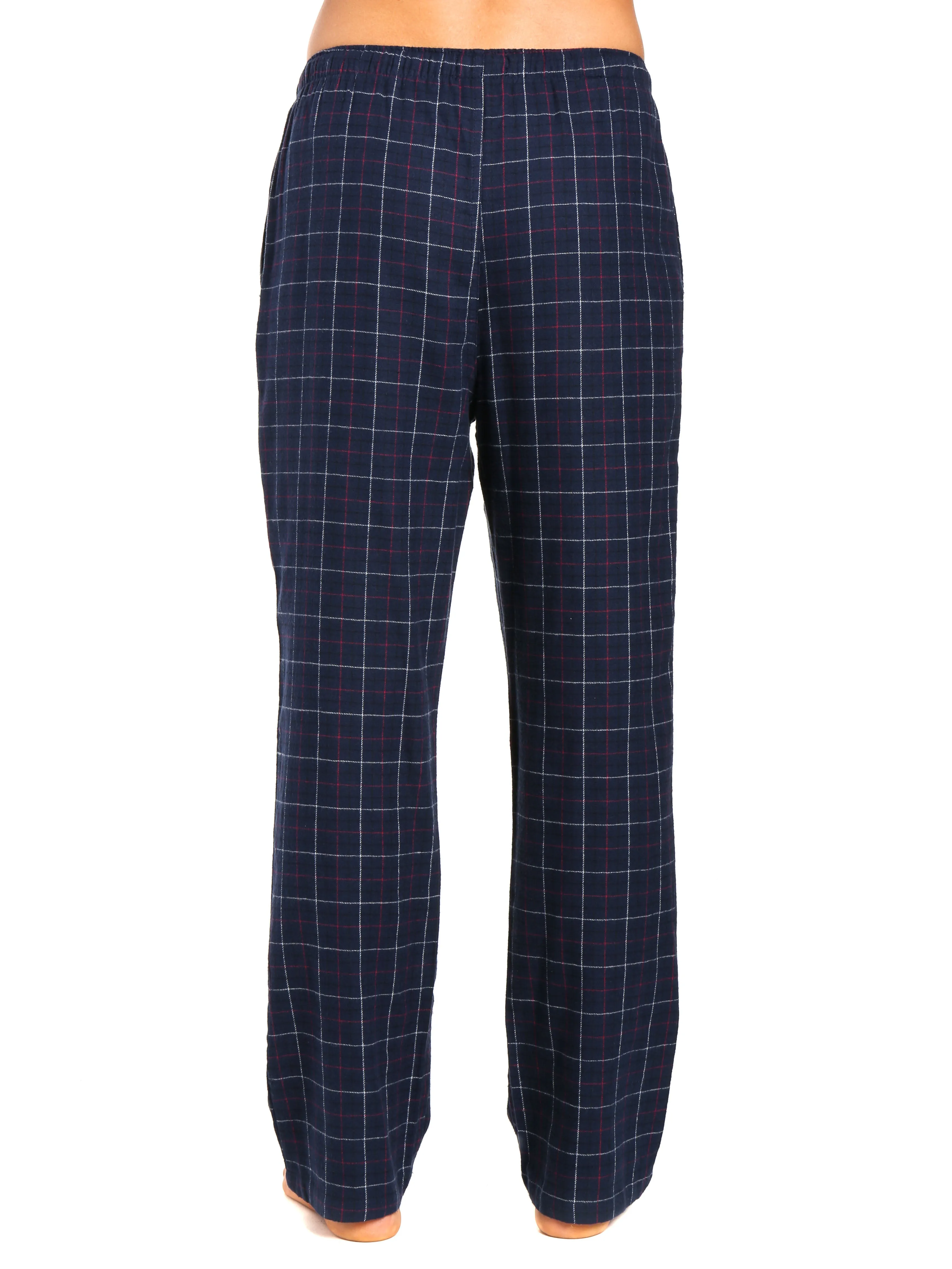 Men's 100% Cotton Flannel Lounge Pants - Plaid Navy-Multi