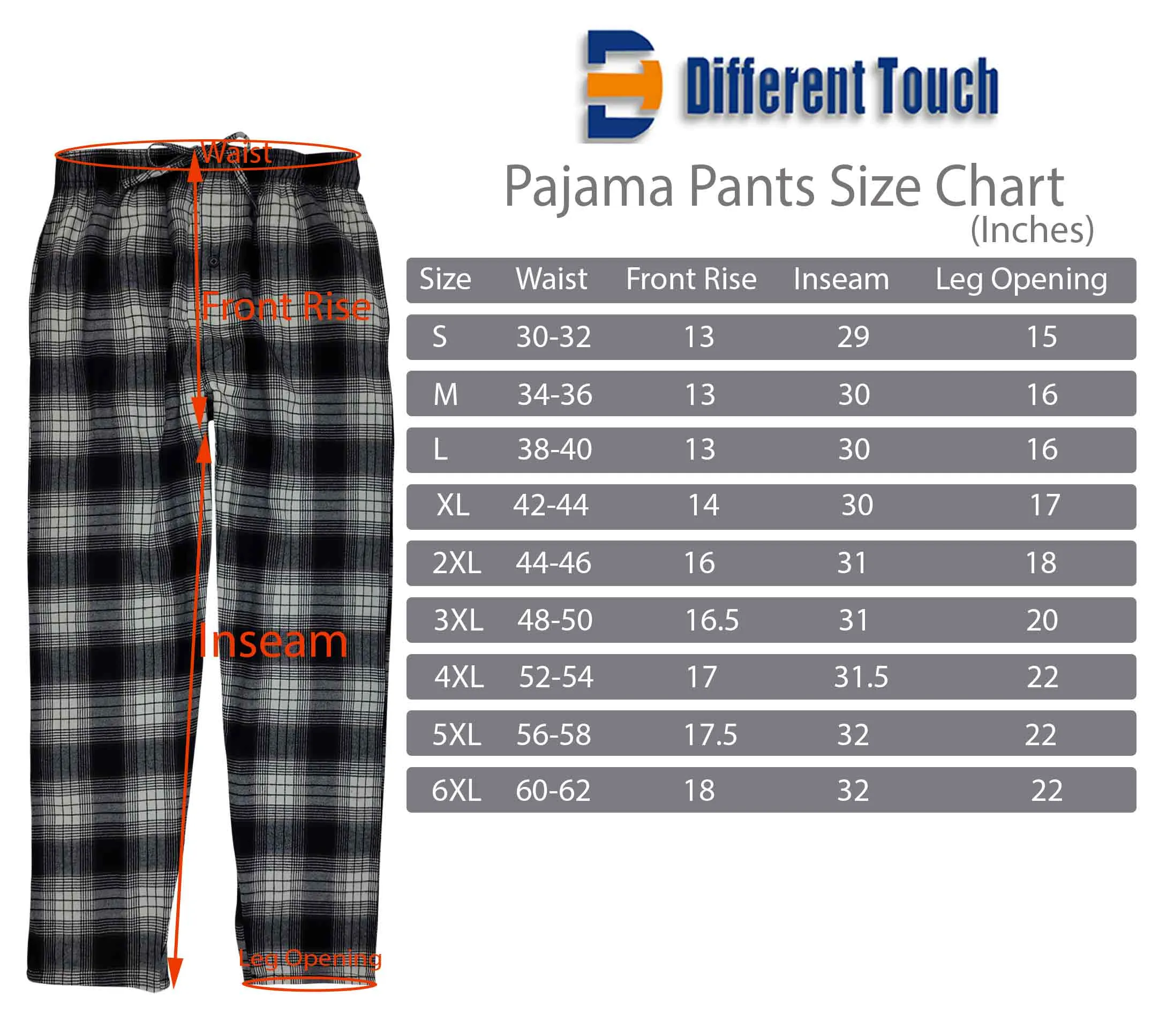 Men's Cotton Lounge Pajama Pants in S-6XL Sizes - Explore the Big and Tall Collection | Three-Pack  Different Touch