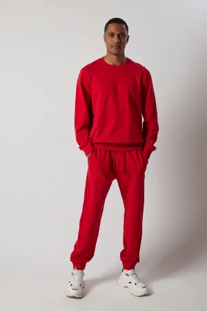 Men's Crewneck Sweatsuit Set Red