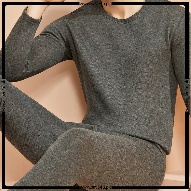 Men's Fleece Round Neck Thermal Suit - Grey