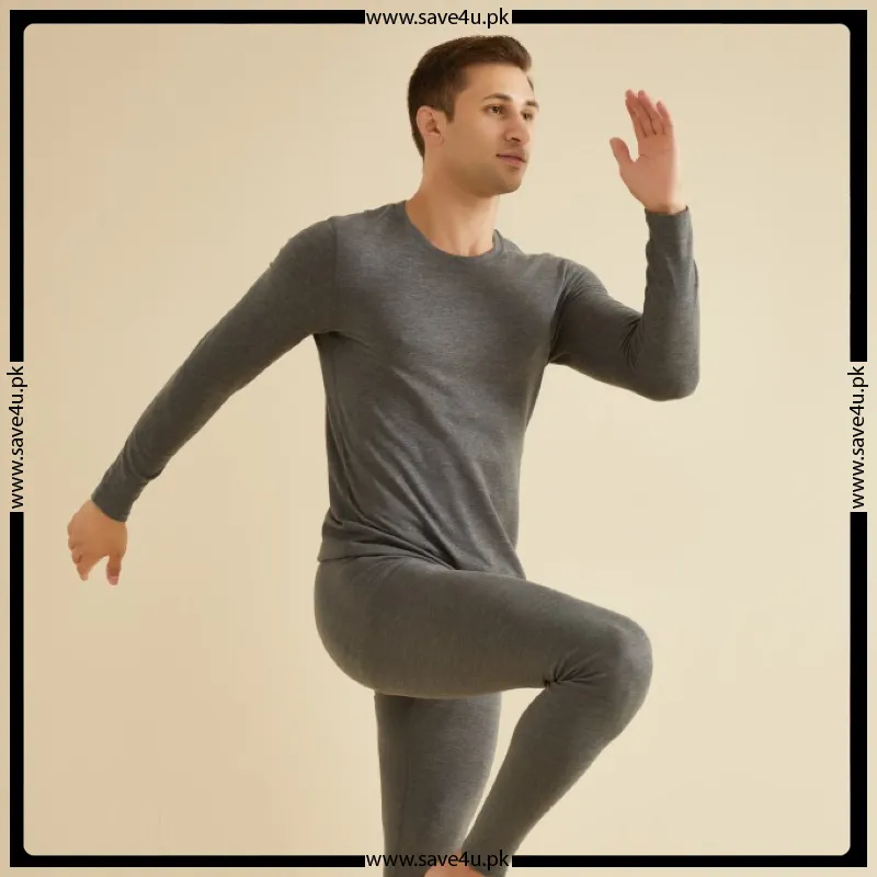 Men's Fleece Round Neck Thermal Suit - Grey