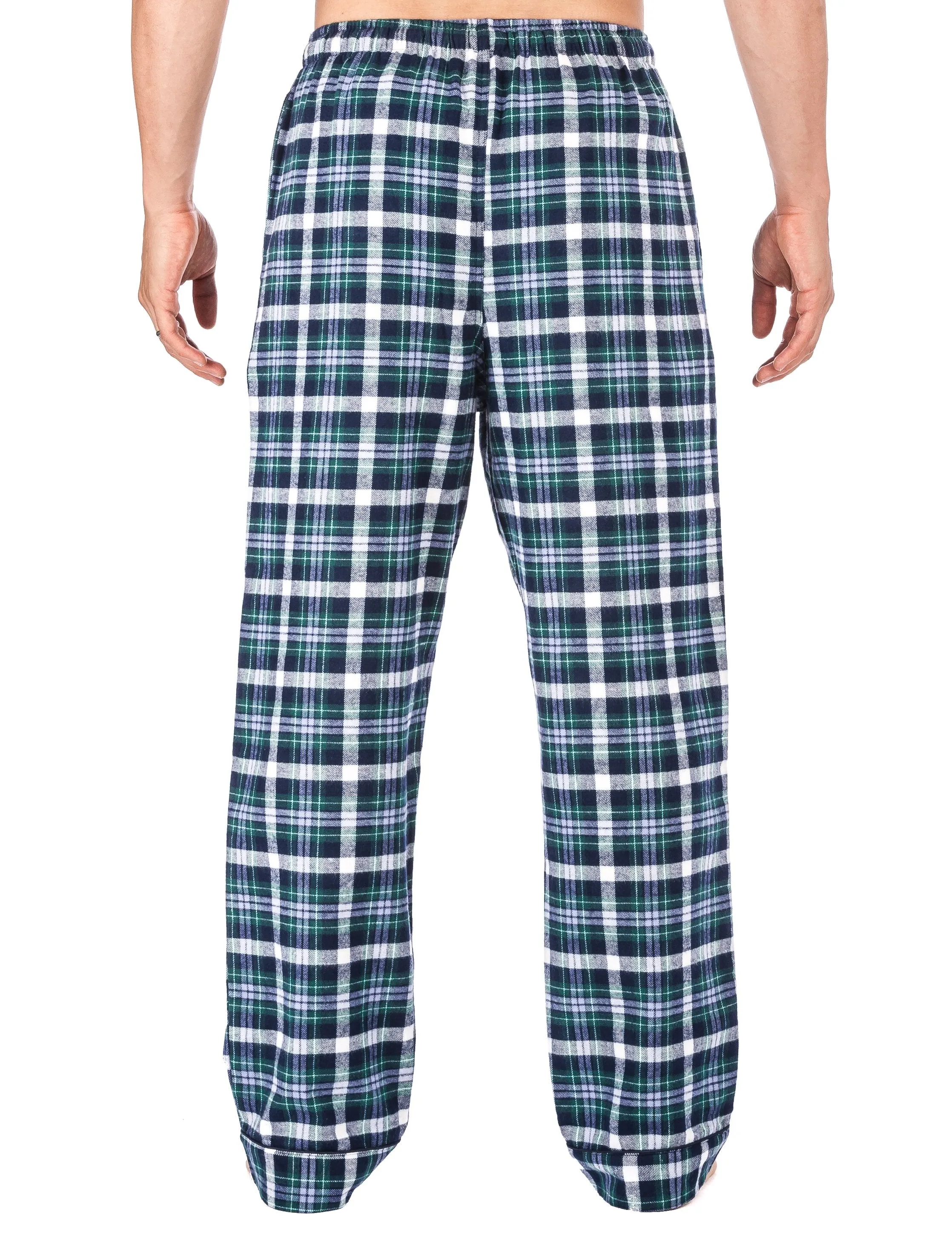 Mens Gingham 100% Cotton Flannel Lounge Pants - Blue/Aqua