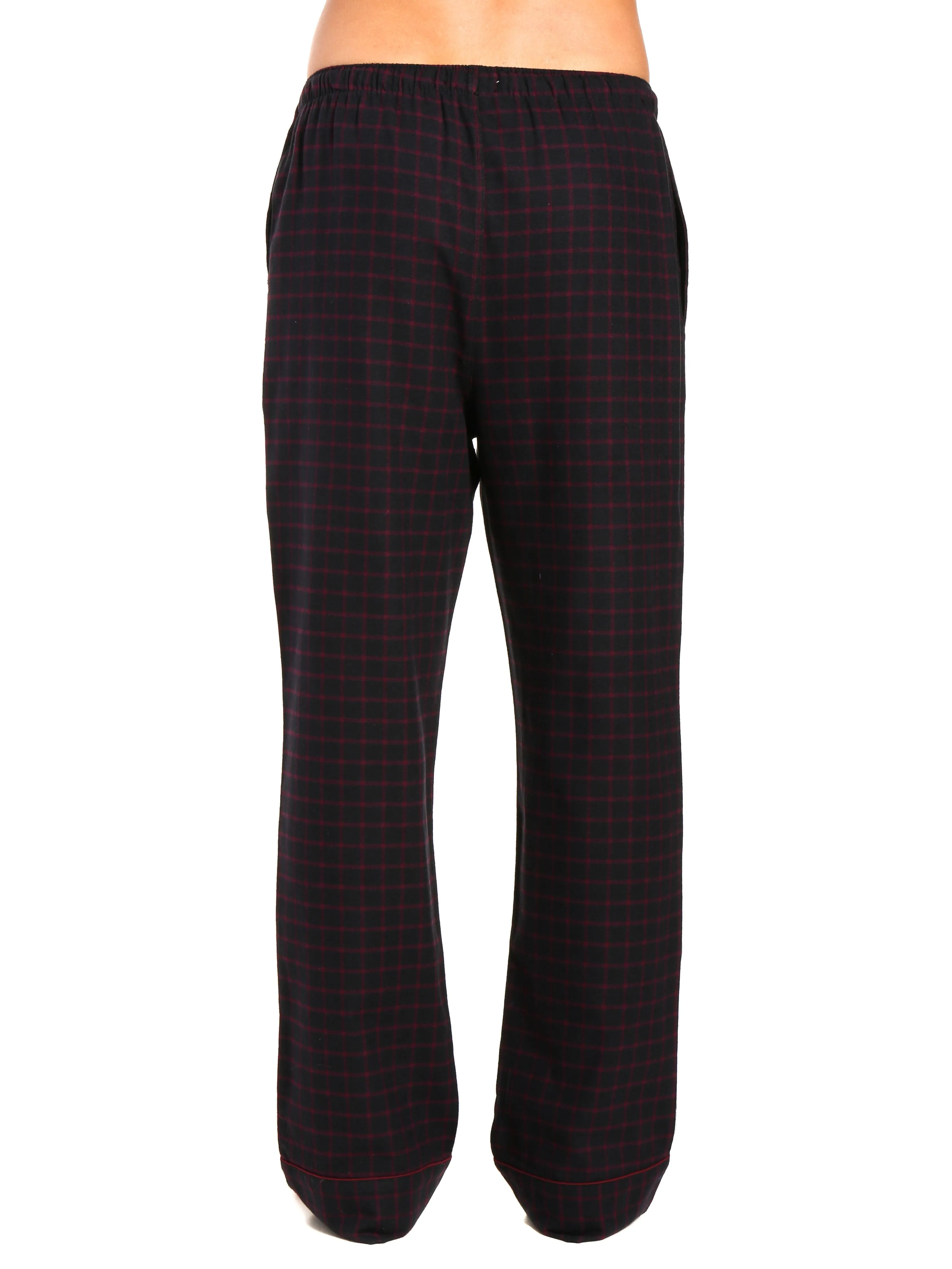 Mens Gingham 100% Cotton Flannel Lounge Pants - Checks - Black-Fig