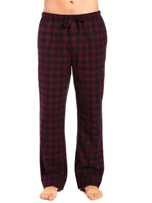 Mens Gingham 100% Cotton Flannel Lounge Pants - Gingham Checks - Fig Black