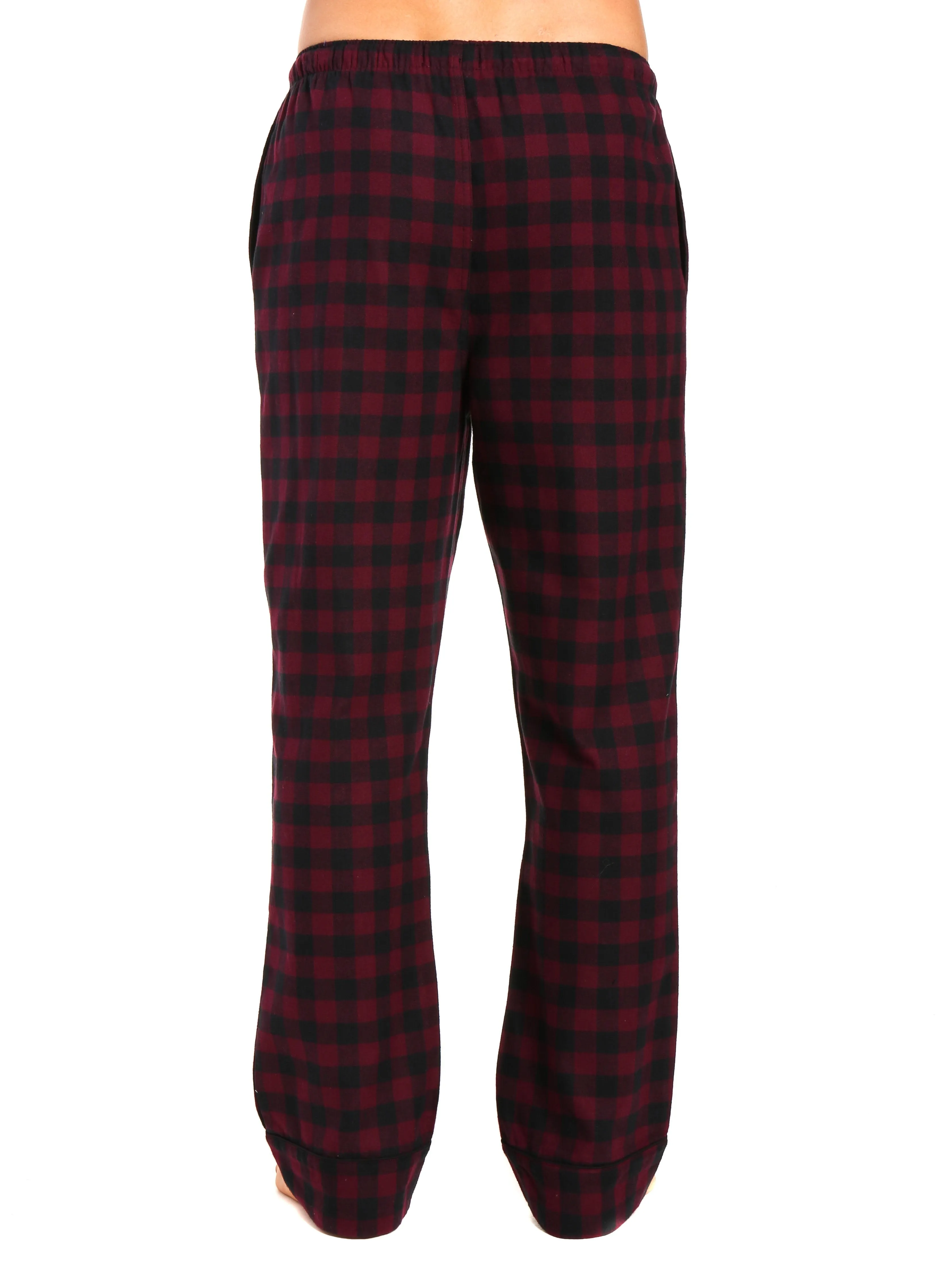 Mens Gingham 100% Cotton Flannel Lounge Pants - Gingham Checks - Fig Black