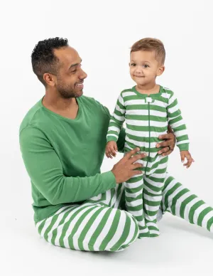 Mens Green Top & Stripes Pajamas