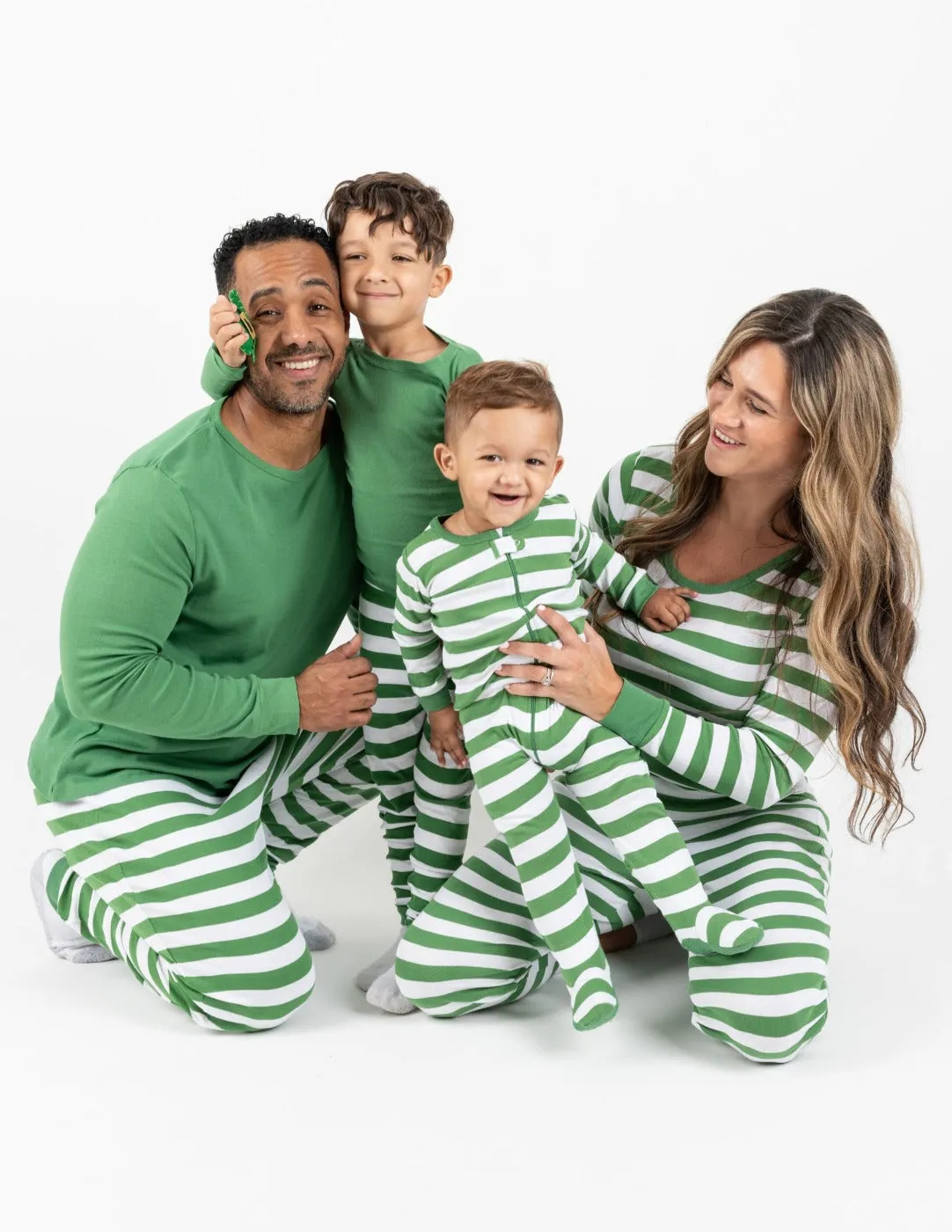 Mens Green Top & Stripes Pajamas