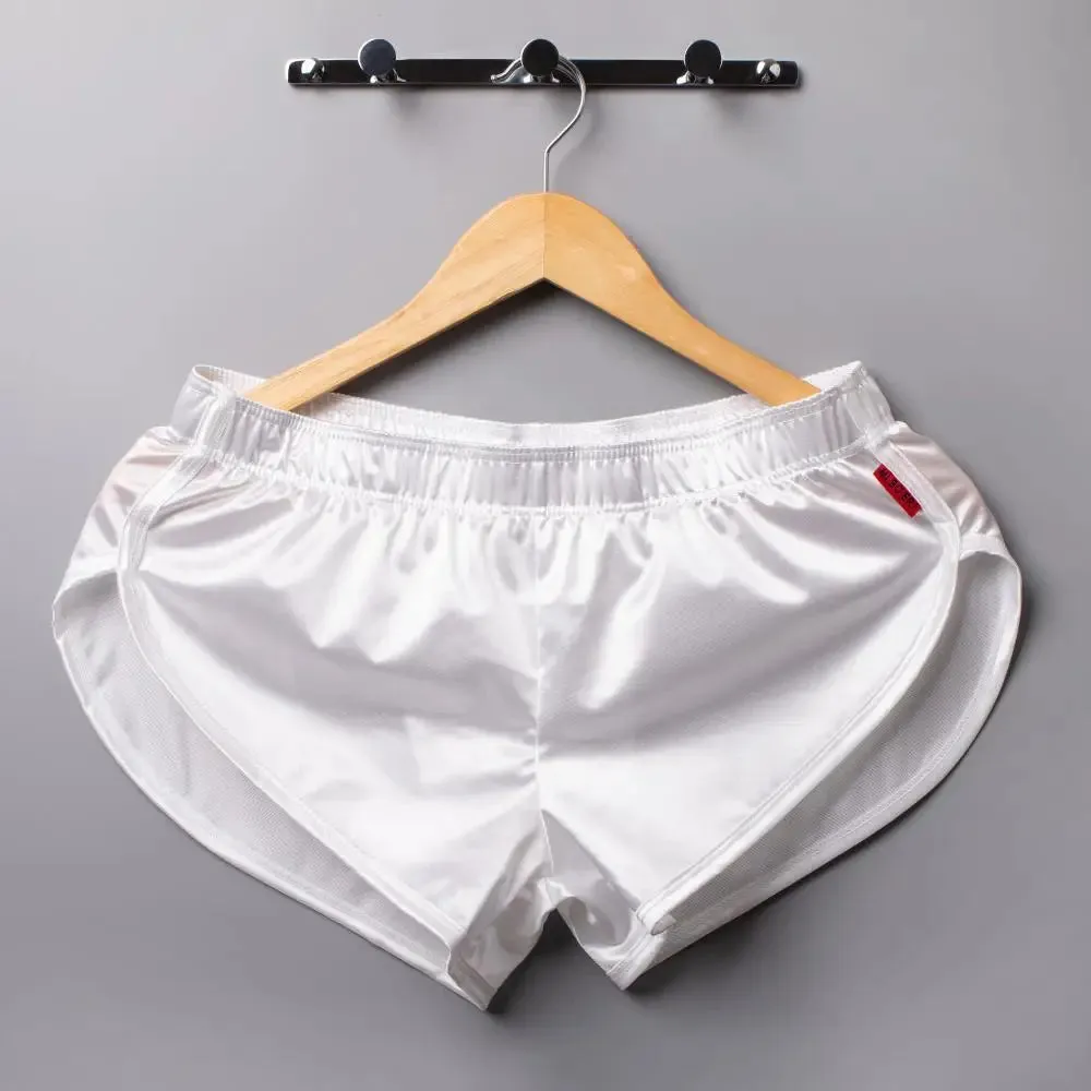 Mens Sexy Pajamas Boxer Shorts Smooth Silk Underwear Men Sleep Bottoms