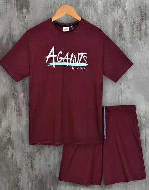 Men's Single Jersey PJ Set - Burgundy