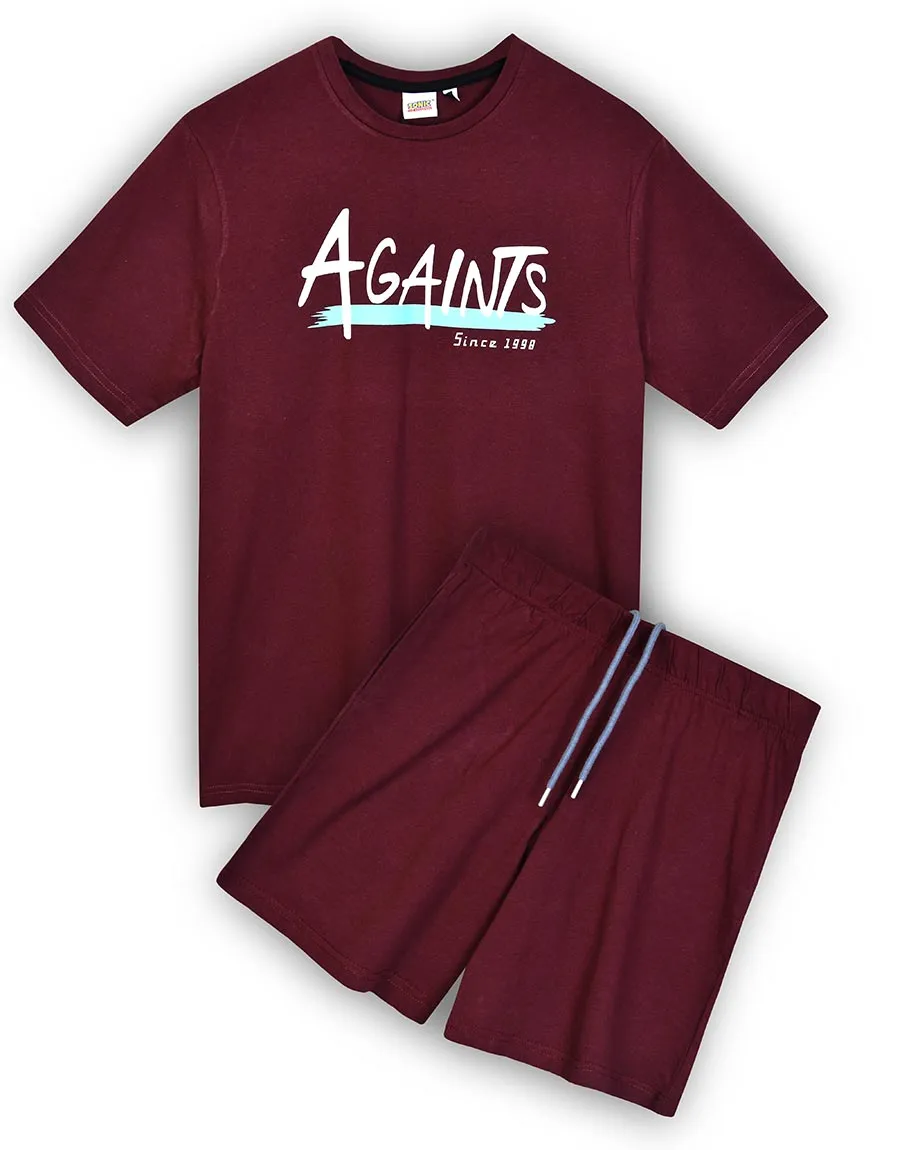 Men's Single Jersey PJ Set - Burgundy