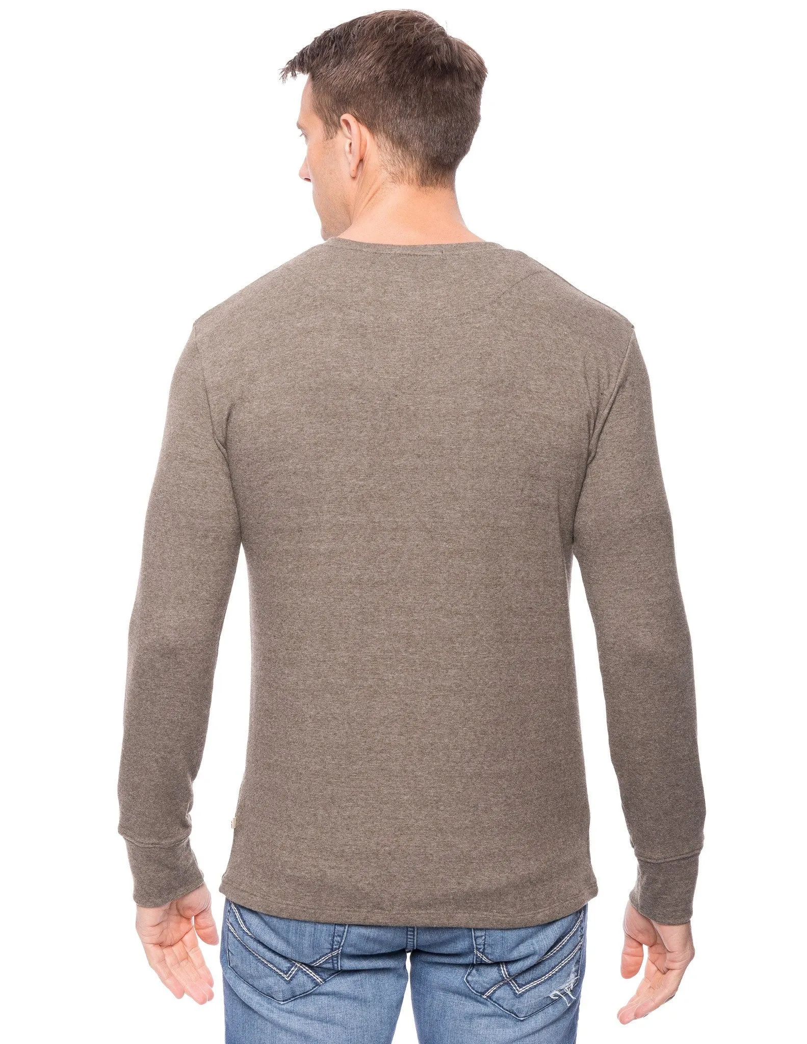 Men's Soft Brushed Rib Long Sleeve Henley Top