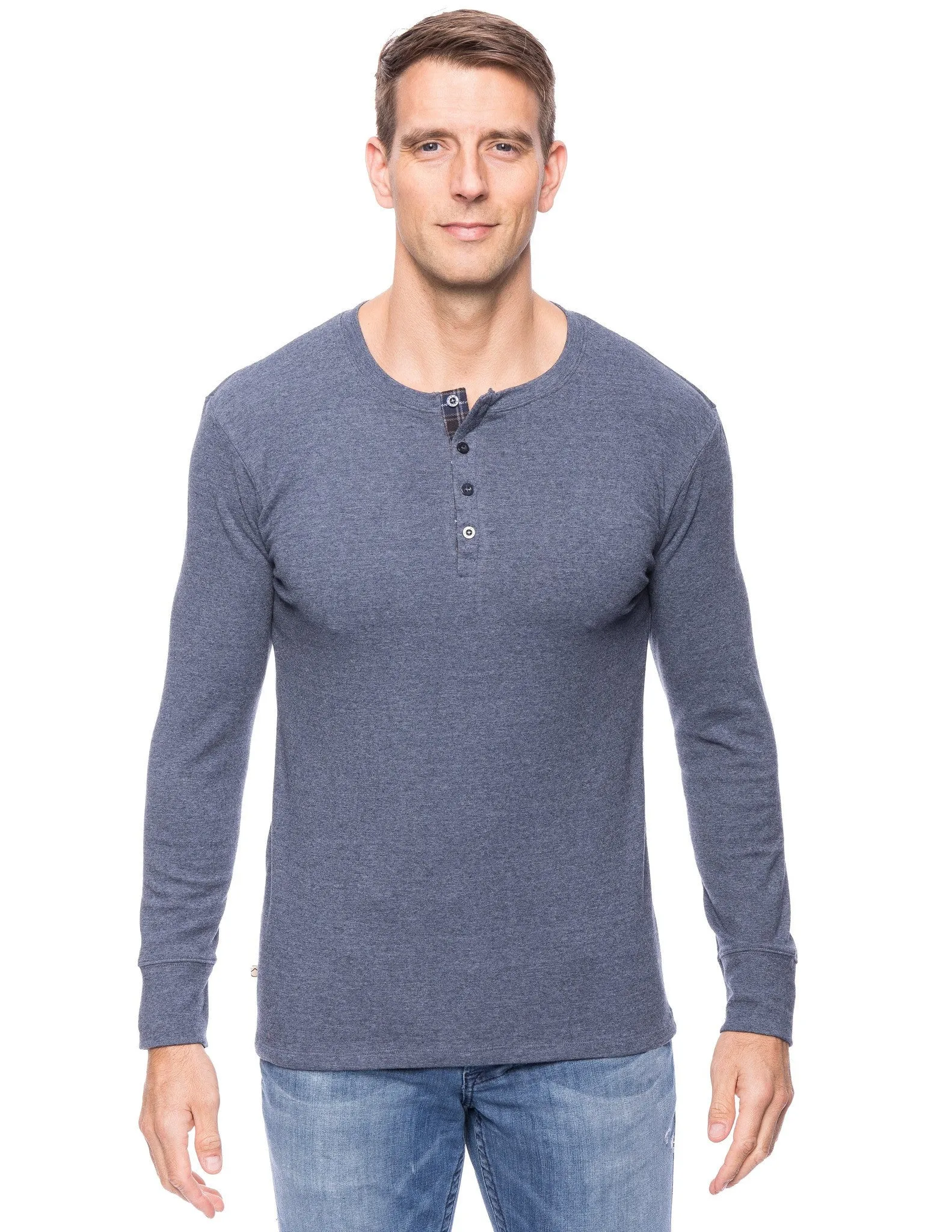 Men's Soft Brushed Rib Long Sleeve Henley Top