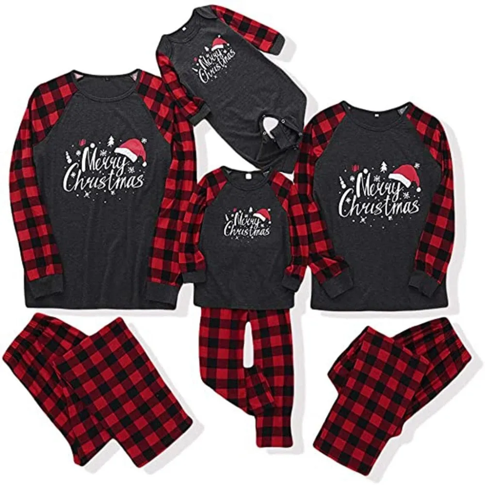 Merry Squares Xmas Family Matching Pajama Set