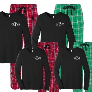 Monogrammed Flannel Matching Family Pajama Set - Christmas Cheer - ADULT SIZES ONLY