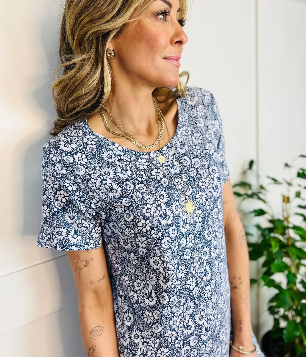 Navy Flower Print Nightdress