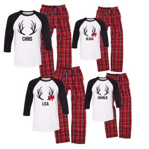 Personalized Antler Matching Family Pajamas