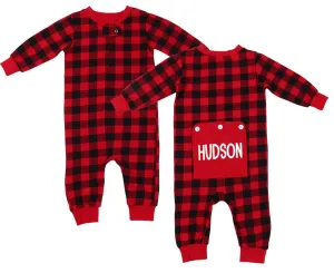 Personalized Christmas Buffalo Plaid Romper