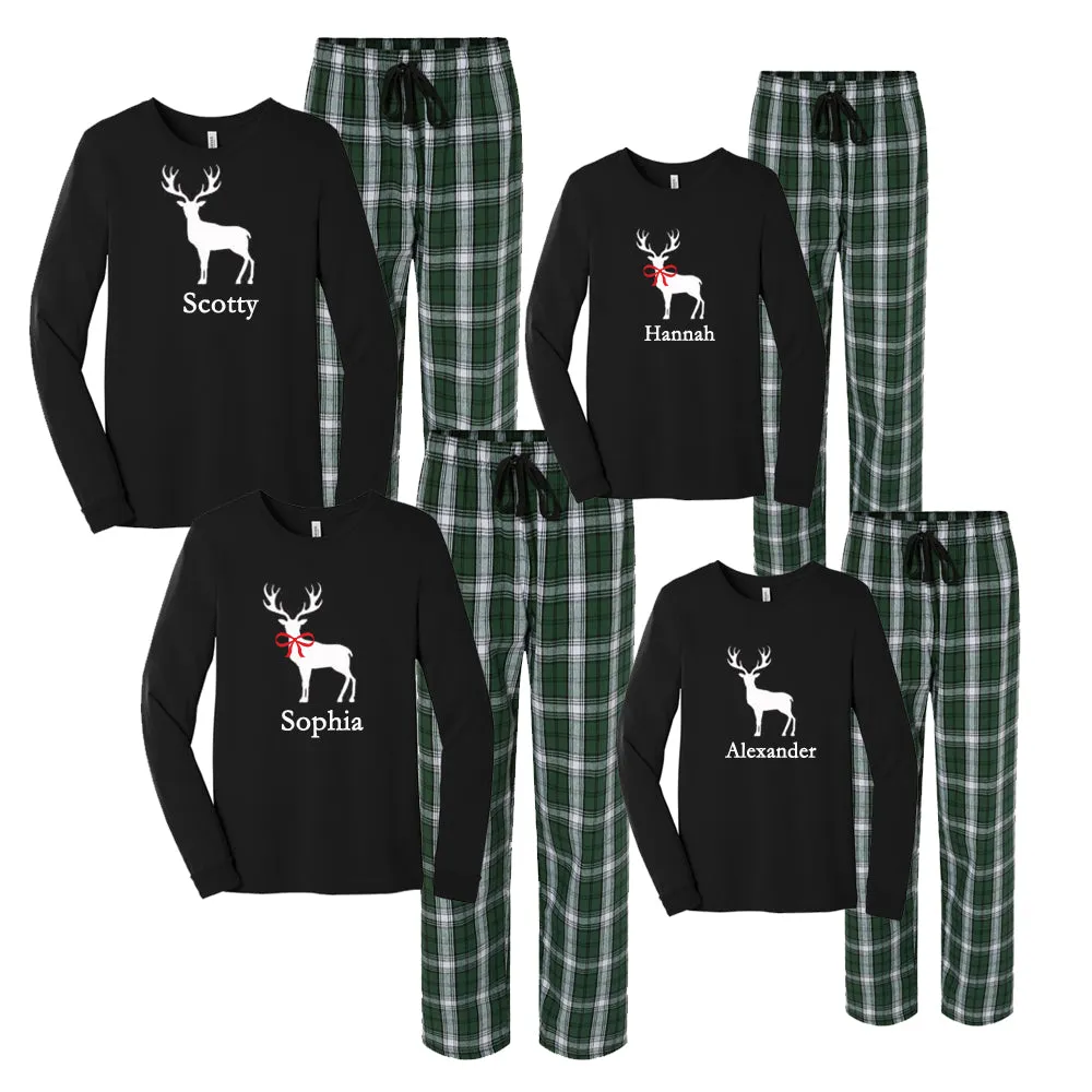 Personalized Deer Matching Family Christmas Pajamas - ADULT SIZES ONLY