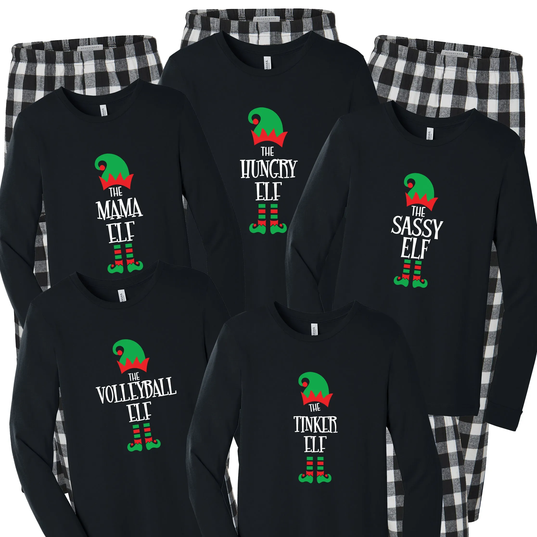 Personalized Elf Matching Family Pajamas - Kelly Green Plaid