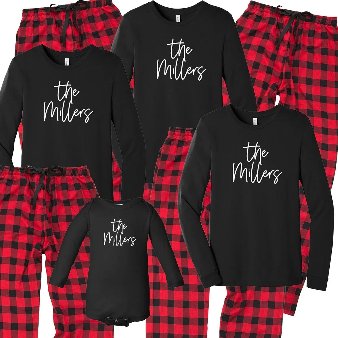 Personalized Family Matching Pajama Set - Holly Script