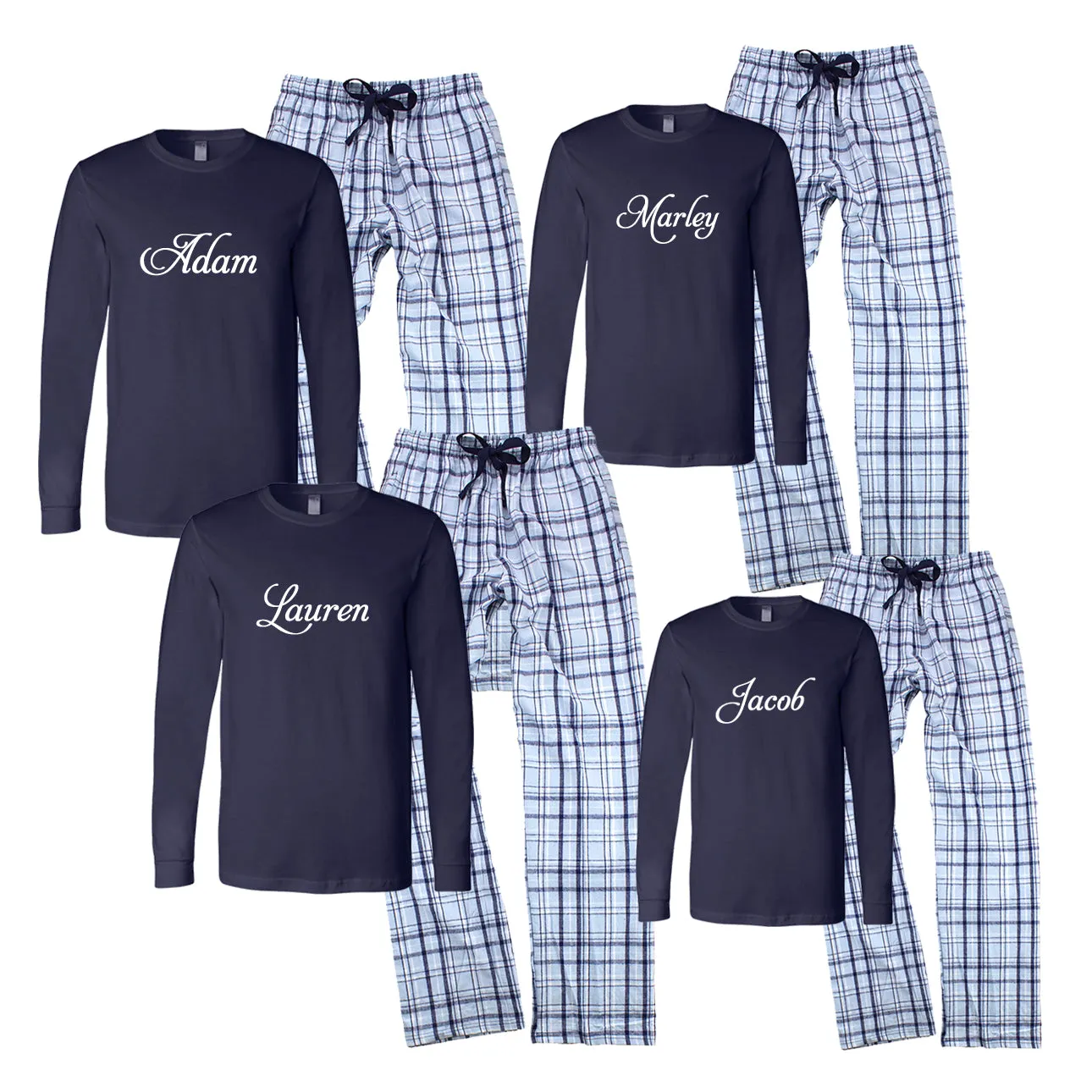 Personalized Matching Family Hanukkah Pajamas with Names - ADULT SIZES ONLY