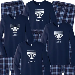 Personalized Menorah Matching Family Hanukkah Pajamas