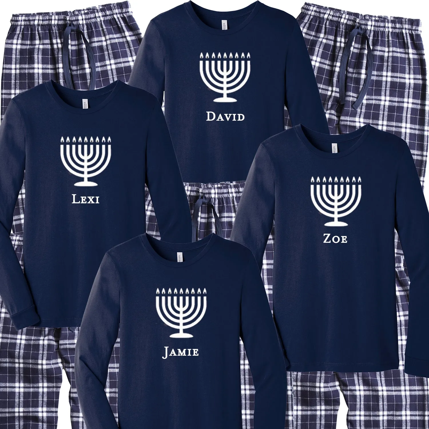 Personalized Menorah Matching Family Hanukkah Pajamas