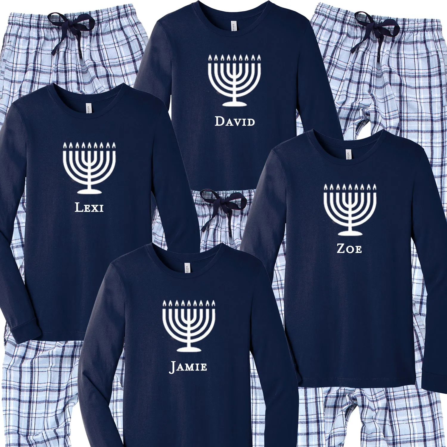 Personalized Menorah Matching Family Hanukkah Pajamas