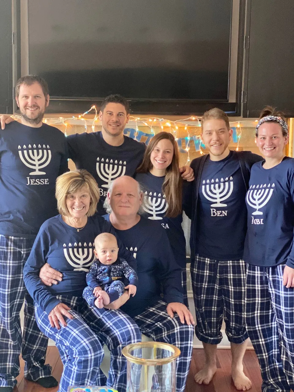 Personalized Menorah Matching Family Hanukkah Pajamas