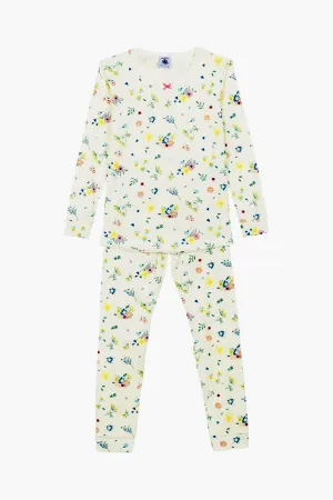 Petit Bateau Floral Girls Pajama Set (Size 4 left)