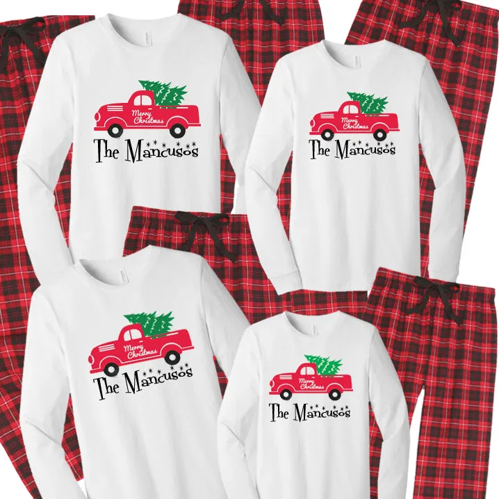 Retro Christmas Tree Truck Matching Family Pajamas