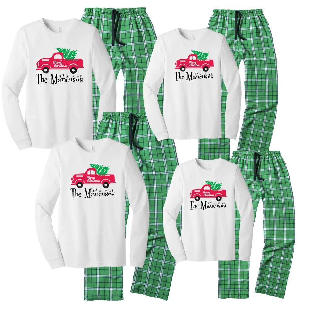 Retro Christmas Tree Truck Matching Family Pajamas