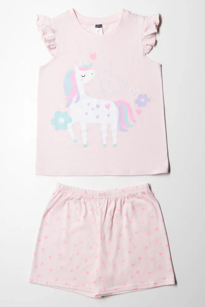 Shorty Set Unicorn Pink