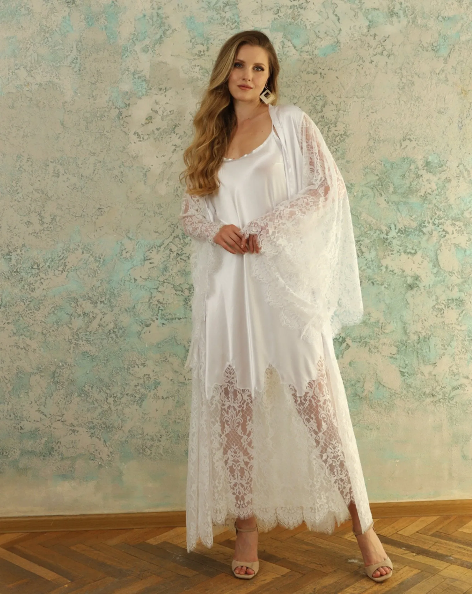 Silk Bridal Robe and Nightgown Set