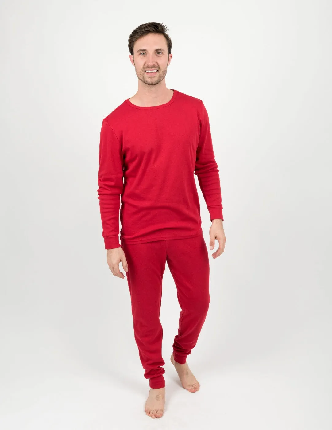 Solid Color Red Matching Family Pajama Set