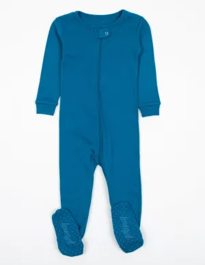 Solid Color Teal Blue Matching Family Pajama Set