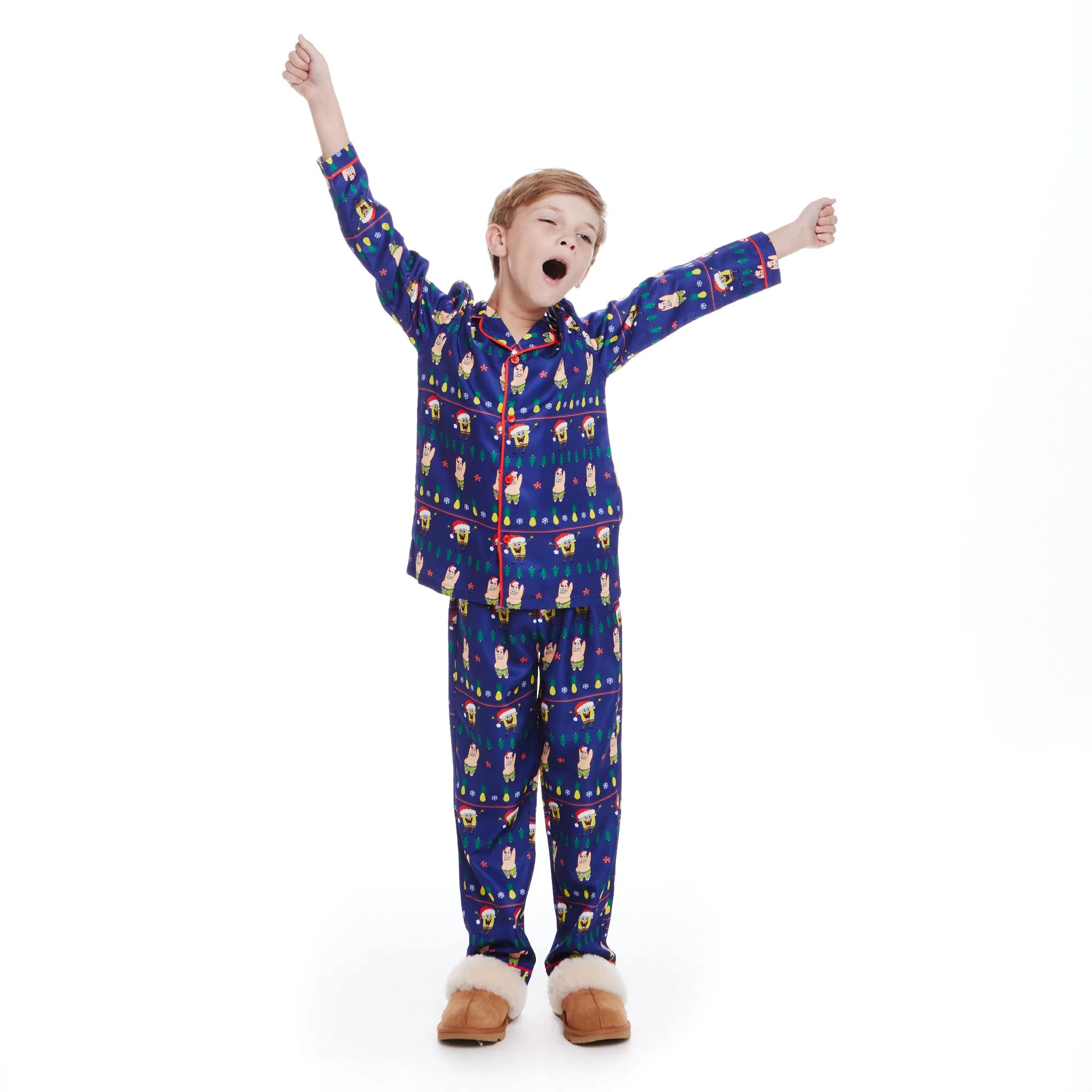 SpongeBob SquarePants™ x Andy & Evan® | Kids (2-12) Fair Isle Pajama Set | Navy