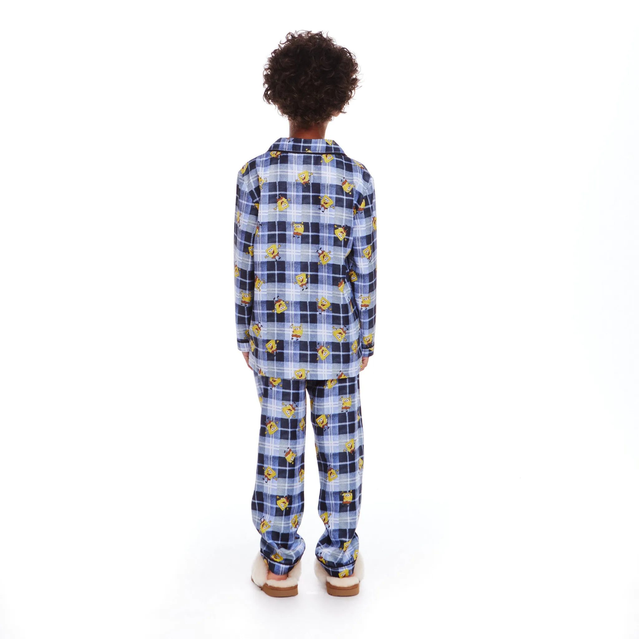 SpongeBob SquarePants™ x Andy & Evan® | Kids (2-7) Flannel Plaid Pajama Set | Navy